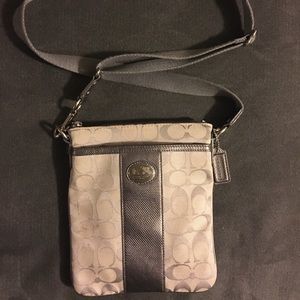 Coach silver/gray crossbody purse